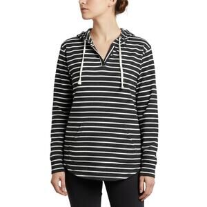 Market & Spruce Hooded Striped Sweater Black White Women XS NWT